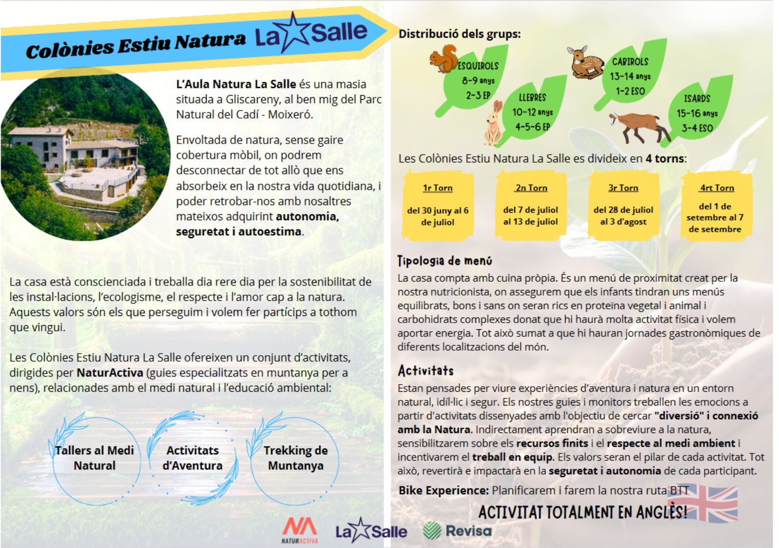 Díptic Colònies Estiu Natura La Salle NaturActiva 1